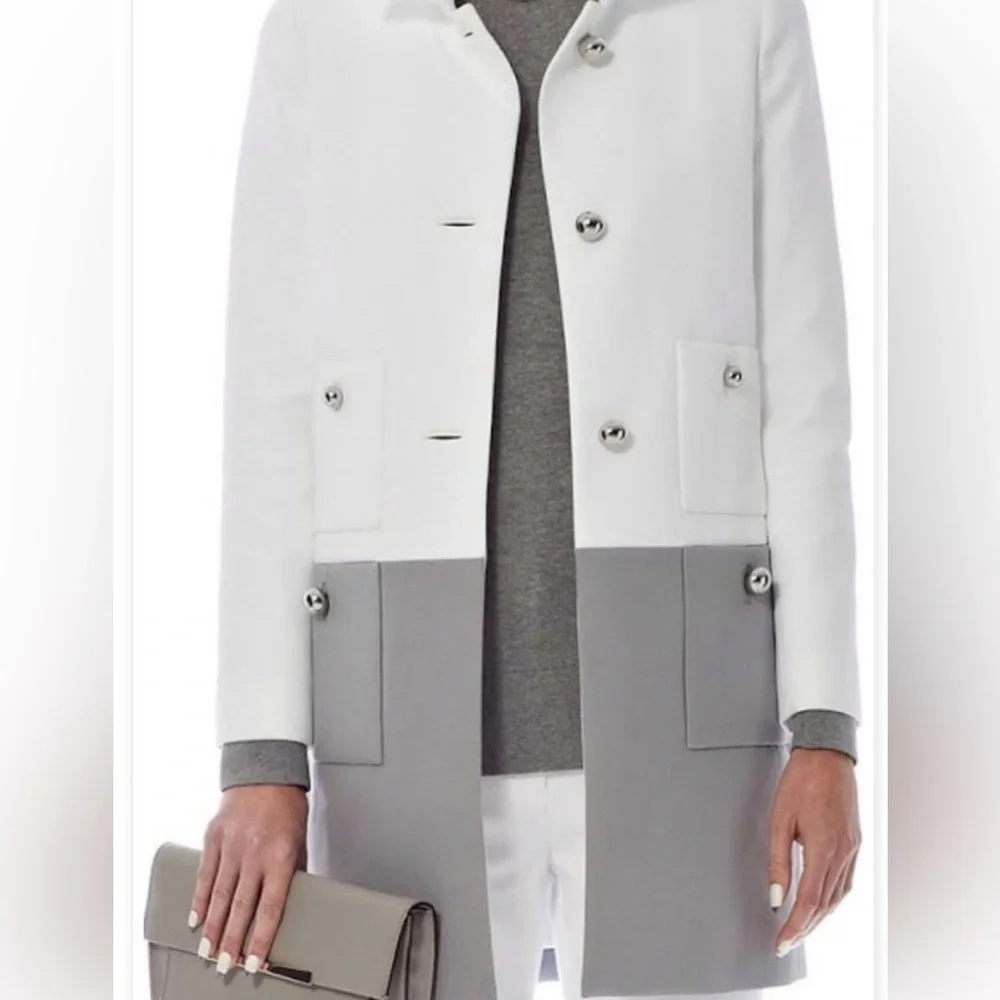 Kate Spade New York Monaco Shipley White and Gray Trench Coat